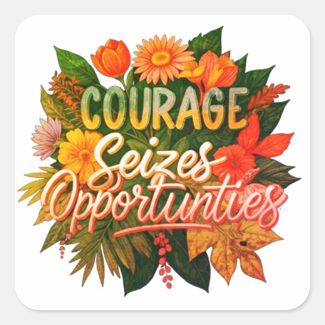 Sticker Carré Le courage évalue les opportunités (Devant)