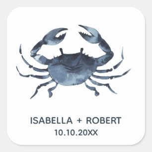 Sticker Carré Le crabe bleu   Monogramme Mariage
