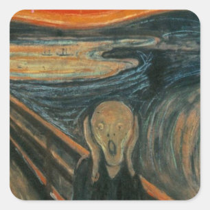 Sticker Carré Le Cri - Edvard Munch. Peinture d'art.