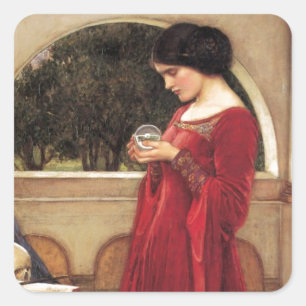 Sticker Carré Le Crystal Ball [John William Waterhouse]