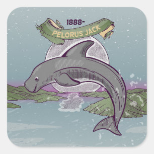 Sticker Carré Le dauphin de Pelorus Jack Risso