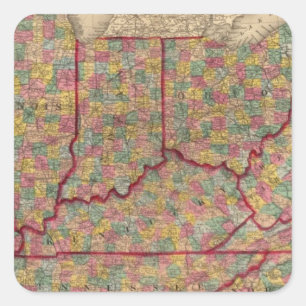Sticker Carré Le Delaware, l'Illinois, Indiana, Iowa la Caroline