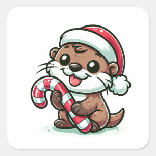 Sticker Carré Le dessin de Noël Otter