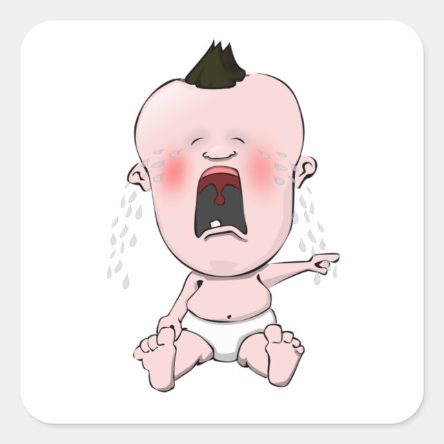 Sticker Carré Le doigt solitaire Pointant Cry Baby (Devant)