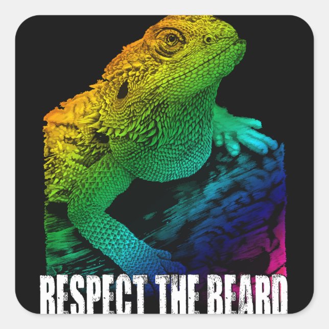 Sticker Carré Le Dragon Porté Respecte La Barbe (Devant)
