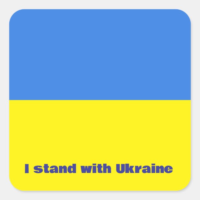 Sticker Carré Le drapeau ukrainien, je suis avec l'Ukraine, (Devant)