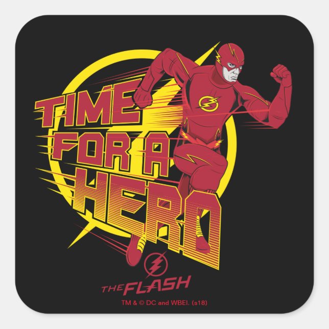 Sticker Carré Le Flash | Graphique "Le Temps D'Un Héros" (Devant)