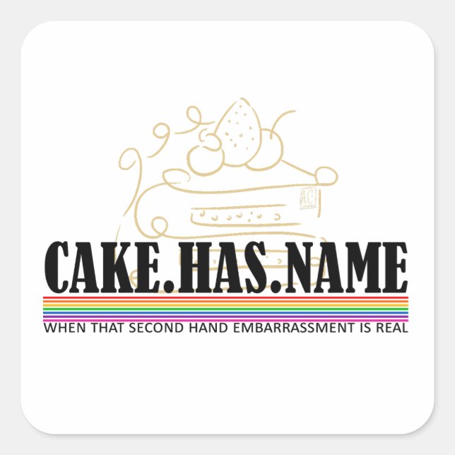 Sticker Carré Le gâteau porte le nom 1 - AC (Devant)