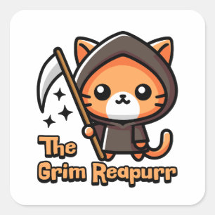 Sticker Carré Le Grim Reapurr ! Cume Grim Reaper Chat Pun