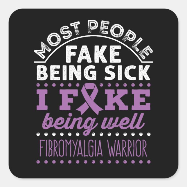 Sticker Carré Le guerrier de sensibilisation à la fibromyalgie f (Devant)