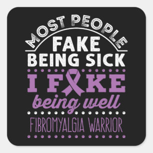 Sticker Carré Le guerrier de sensibilisation à la fibromyalgie f