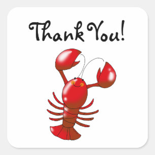 Sticker Carré Le homard mignon de bande dessinée vous remercient