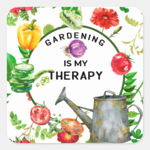 Sticker Carré Le jardinage est mon traitement légumes arroser po