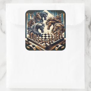 Sticker Carré Le jeu des chevaliers - les échecs rencontre l'ima