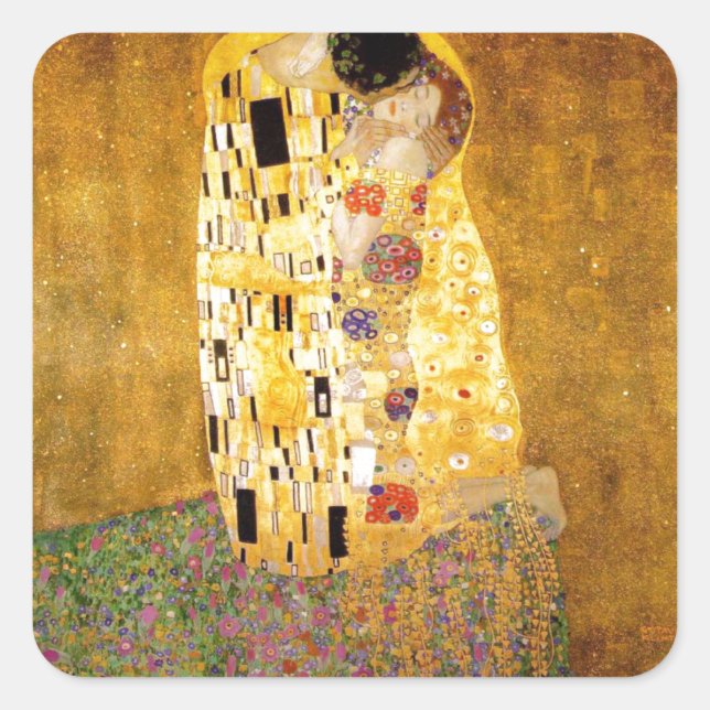Sticker Carré Le Kiss Gustav Klimt (Devant)