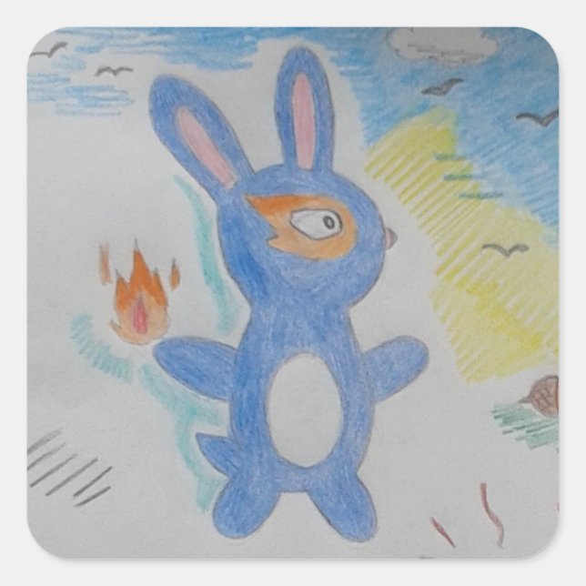 Sticker Carré Le lapin prométhéen de l'aube (Devant)
