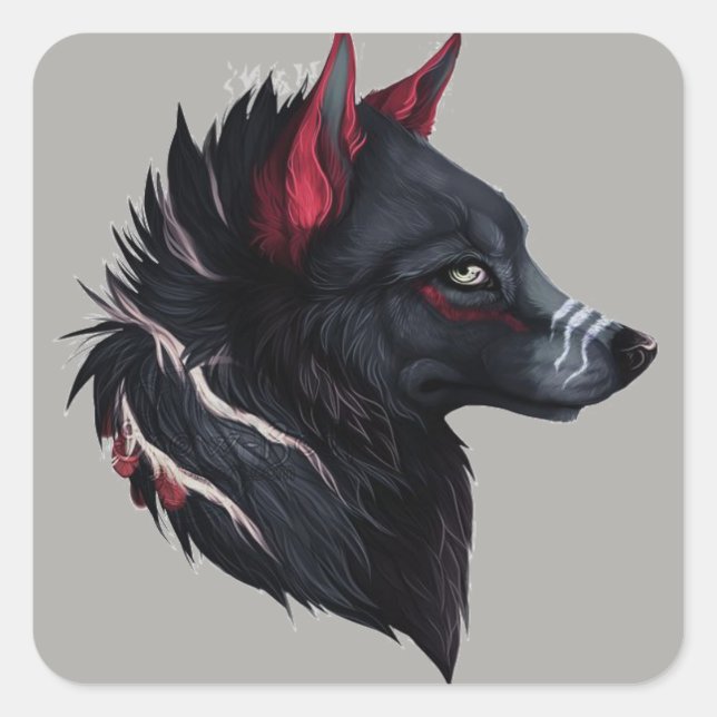 Sticker Carré Le Loup de Warrior (Devant)