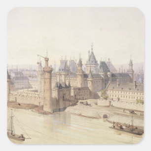 Sticker Carré Le Louvre pendant le règne de Charles V
