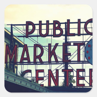 Sticker Carré Le marché Pike Place de Seattle