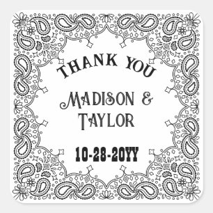 Sticker Carré Le Mariage occidental White Bandana Merci Favorise