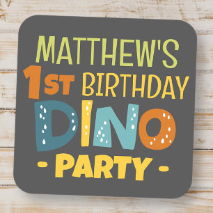 Sticker Carré Le Merci d'anniversaire de la petite Dino Dinosaur