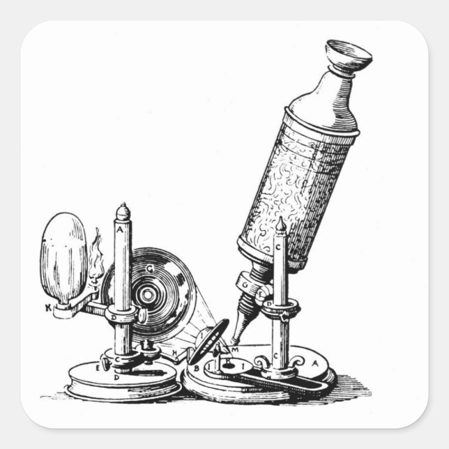 Sticker Carré Le microscope de Robert Hooke (Devant)