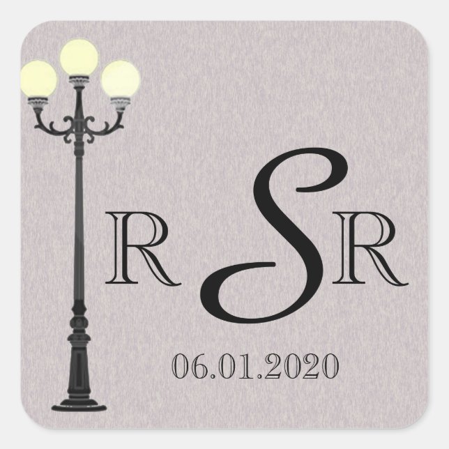 Sticker Carré Le Monogramme Mariage Big Easy (Devant)