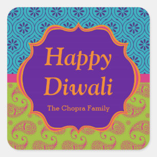Sticker Carré Le Motif indien coloré Diwali Party est favorable