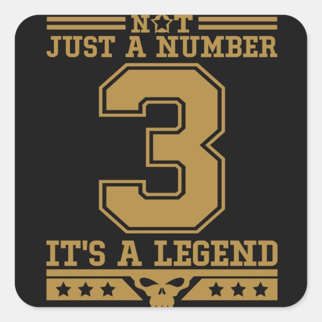 Sticker Carré Le numéro 3 est le numéro légendaire (Devant)