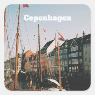 Sticker Carré Le Nyhavn emblématique, Copenhague, Danemark