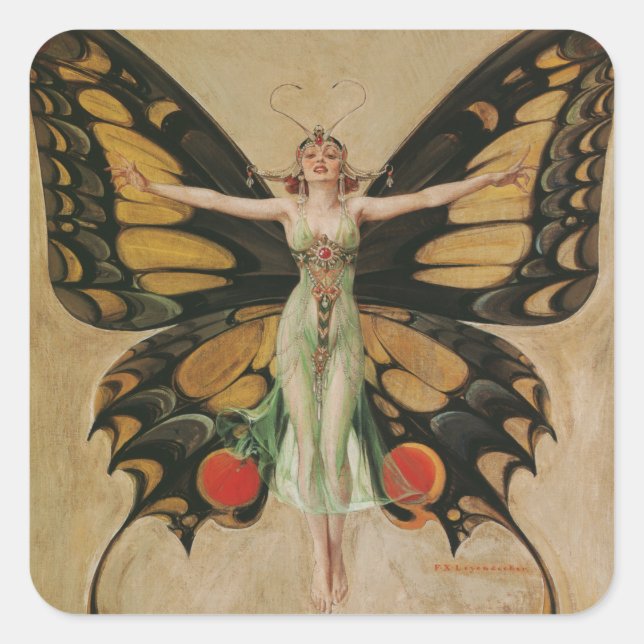 Sticker Carré Le papillon - Papillon fille (Devant)