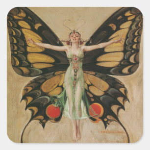 Sticker Carré Le papillon - Papillon fille
