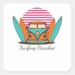 Sticker Carré Le paradis du surf