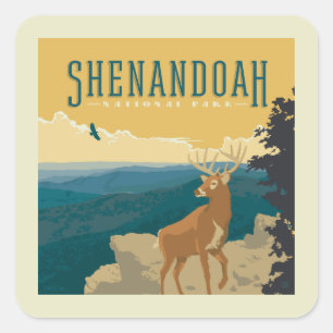 Sticker Carré Le Parc national de Shenandoah Cerf