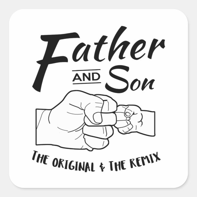 Sticker Carré Le père et le fils Fist bump (Devant)