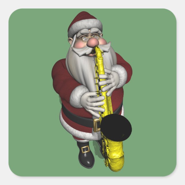 Sticker Carré Le Père Noël joue du saxophone (Devant)