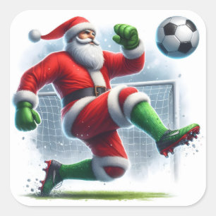 Sticker Carré Le Père Noël profite d'une partie de football en h
