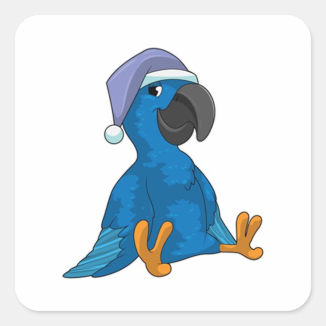 Sticker Carré Le perroquet au coucher avec casquette (Devant)