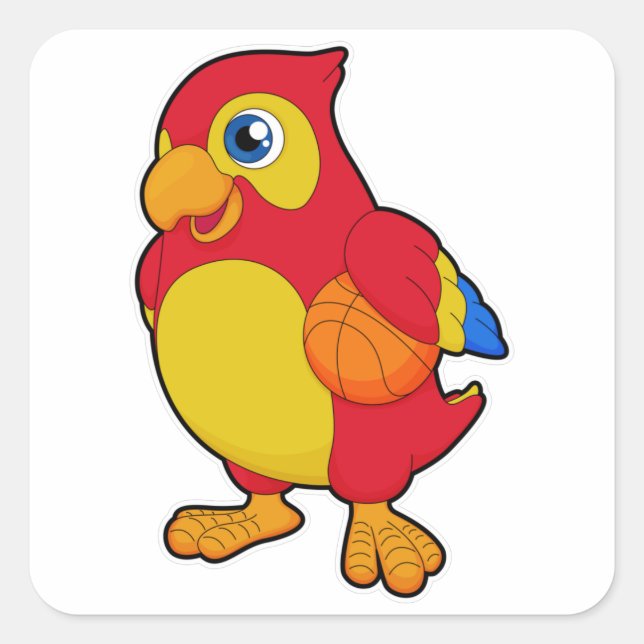 Sticker Carré Le perroquet dans les sports de basket (Devant)