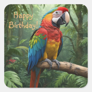 Sticker Carré Le perroquet de Macaw dans la jungle