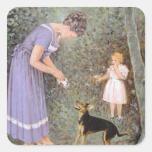 Sticker Carré Le Petit Chien Goulu par Guido Marzulli, Réalisme 