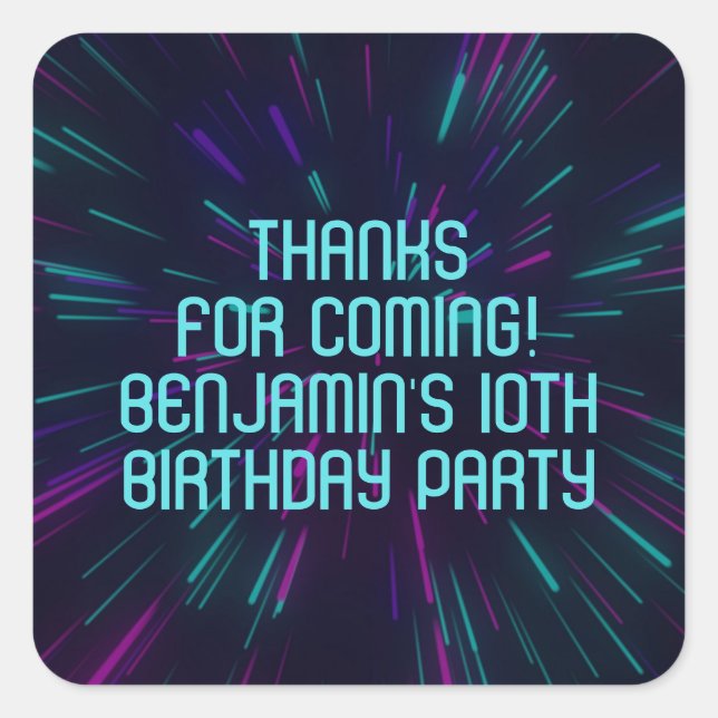 Sticker Carré Le petit Neon Turquoise Glow Party favorise (Devant)