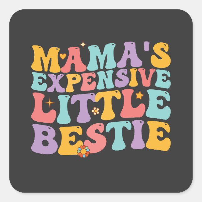 Sticker Carré Le petit rétro cher de super Mama (Devant)