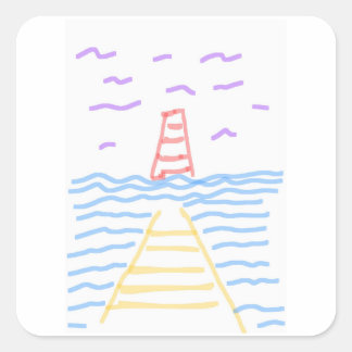 Sticker Carré Le phare et l'autocollant de la jetée