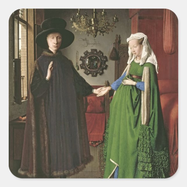 Sticker Carré Le portrait de Giovanni Arnolfini (Devant)