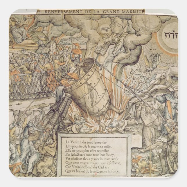 Sticker Carré Le pot de fusion renversant (Devant)