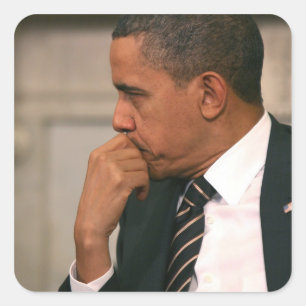 Sticker Carré Le Président Barack Obama rencontre le président