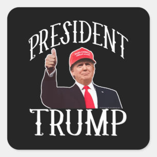 Sticker Carré Le Président Donald Trump Red Hat manie