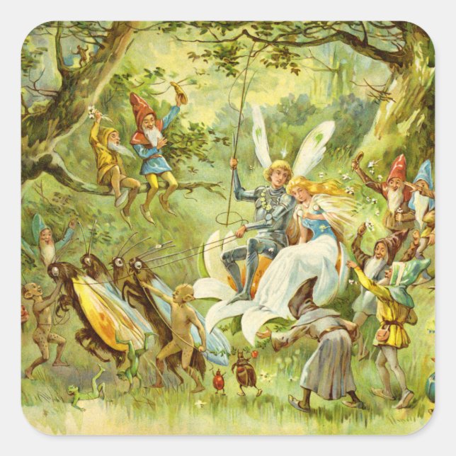 Sticker Carré Le Prince Fairy et Thumbelina (Devant)