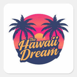 Sticker Carré Le rêve hawaïen Sunset Américain Rétro